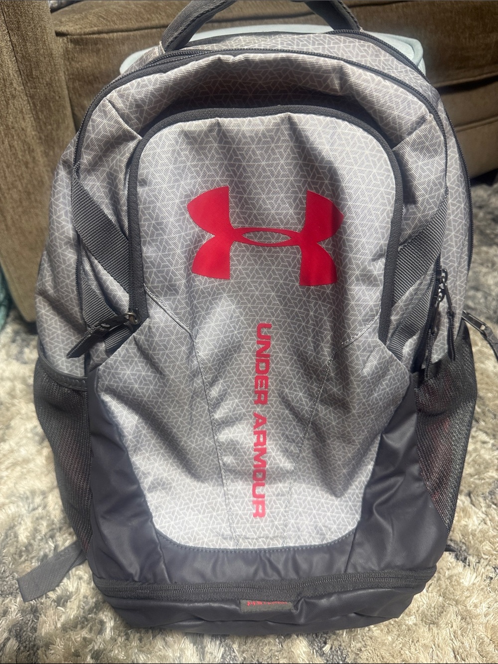 Under Armour Gray Backpack with Red Logo